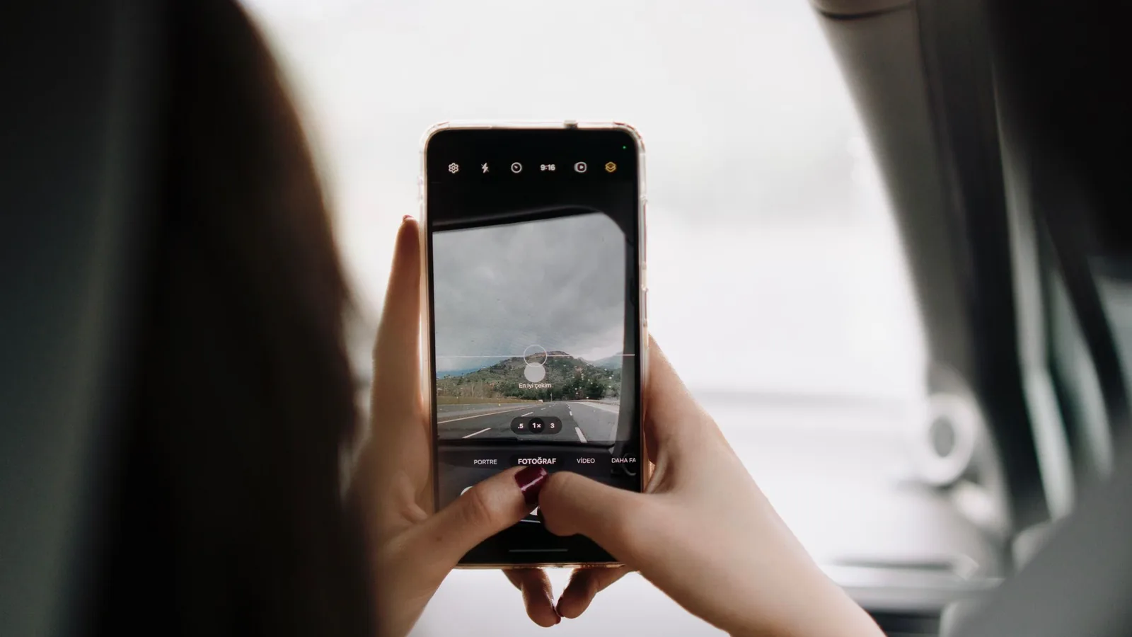Using a phone camera from inside a car